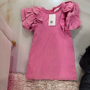 Lola and the boys - Girls' Pink Ruffle Sleeve Tee Dress